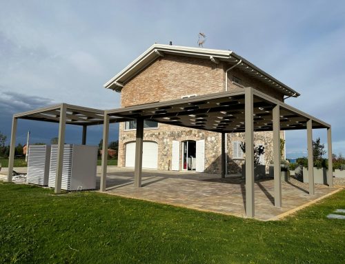 Pergola modulare con telo in PVC mod. KUBE 120 di Giulio Barbieri